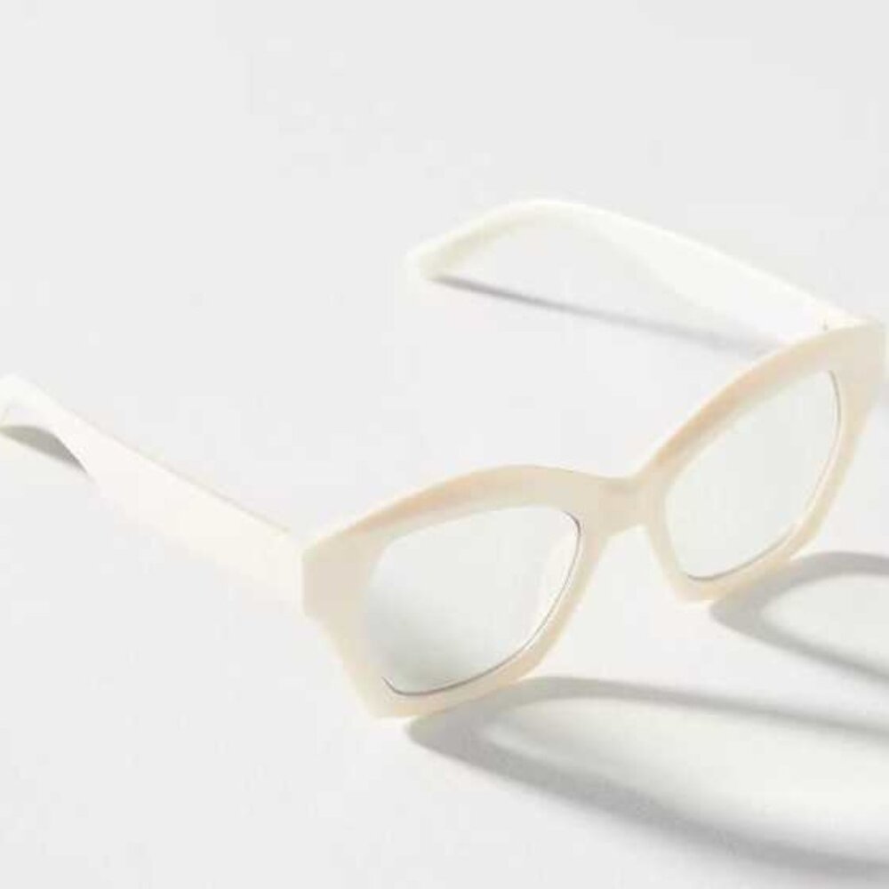 New Anthropologie x I-Sea Kendall angluar square readers 0.0x glasses in Cream